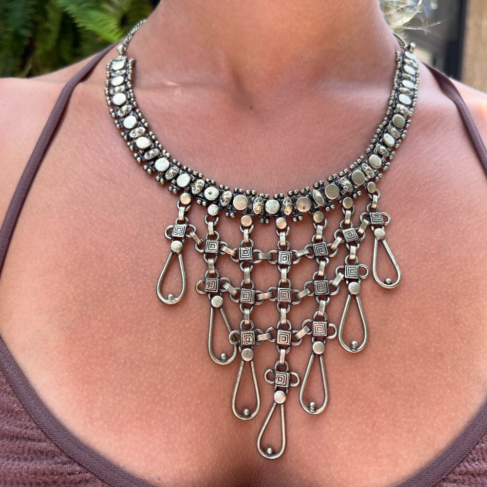 Vintage Moroccan Berber Sahara Chainmail Style Chandelier Necklace